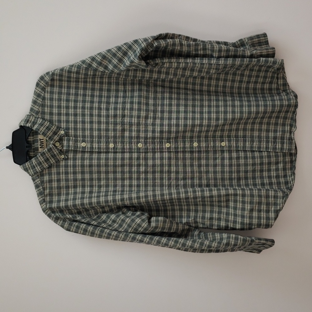 Northwest Territory Green and Tan Plaid Button Down Shirt, Size XL